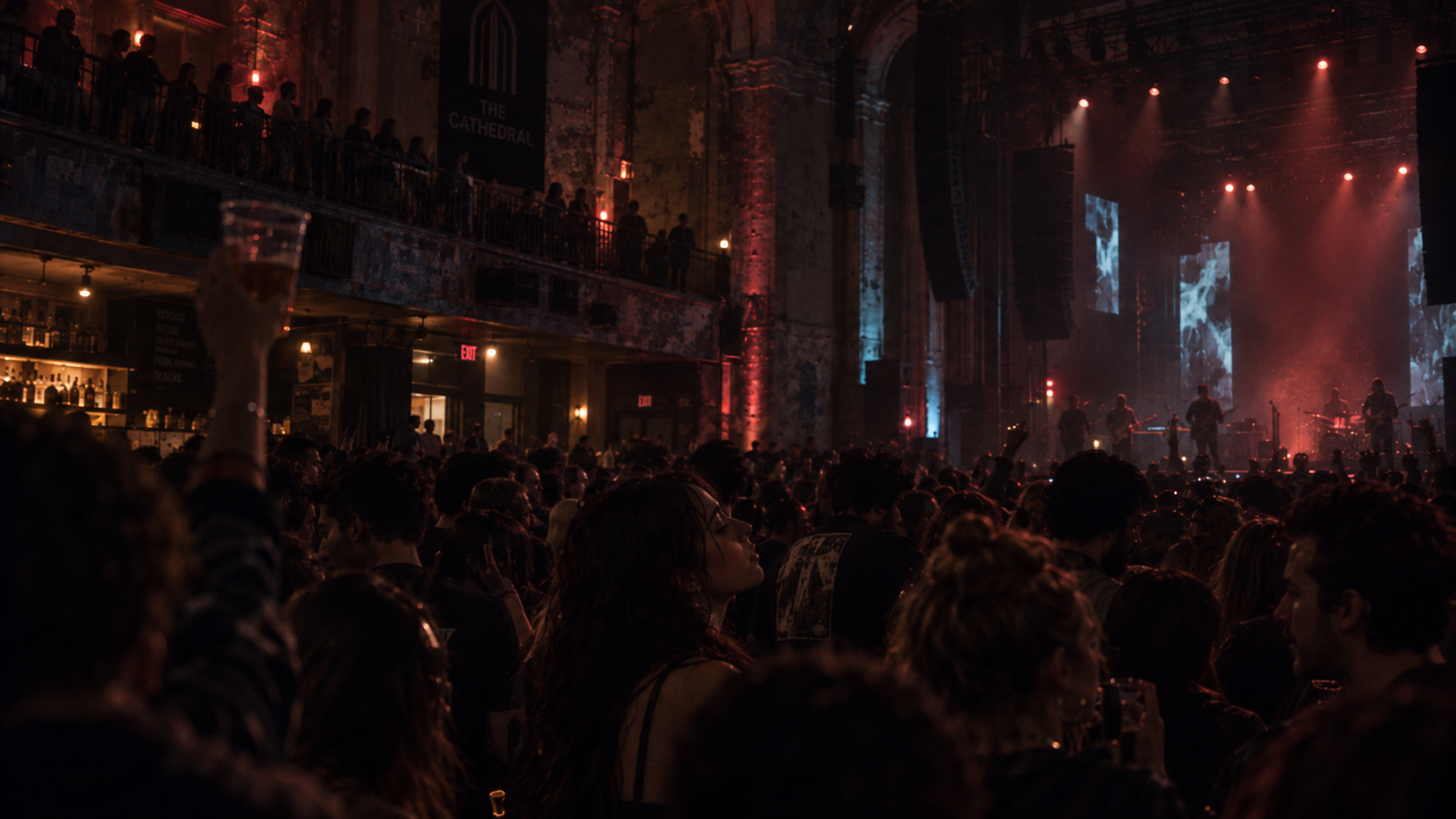 Una multitud en un gran concierto dentro del mundo de Euphoria